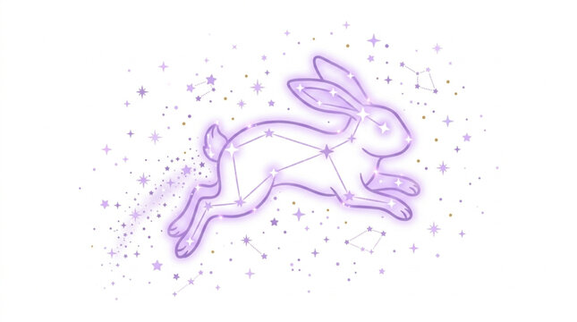 Stylized Rabbit Constellation Illustration with Sparkles.