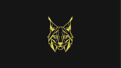 Golden Geometric Lynx Head Minimalist Logo Design © Rizquna_art