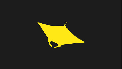 Minimalist Yellow Manta Ray Silhouette Icon on Dark Background © Rizquna_art
