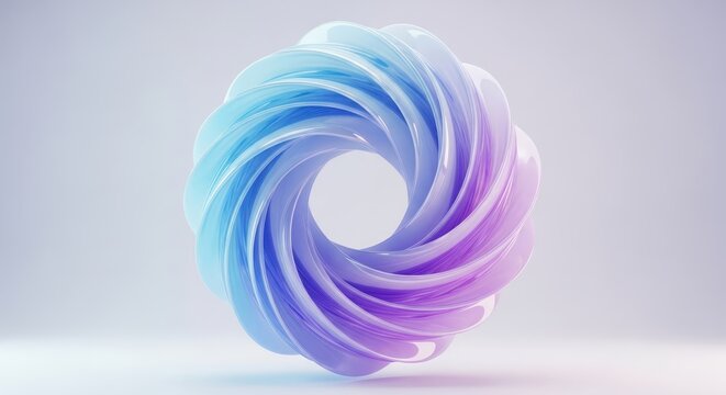 Glossy Blue-Purple Swirl Torus Abstract 3D Illustration