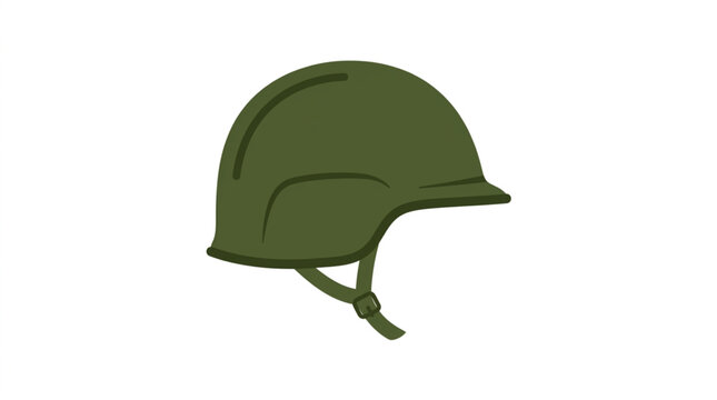 Green Military Helmet Isolated on White Background.