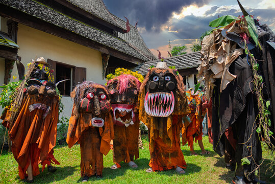 Lampang Province, Thailand - May 1, 2026. The Jae Son Ghost Puppet Festival and Fancy Dress is a Halloween-style festival of the ghost-like creatures of Muang Pan, Lampang Province