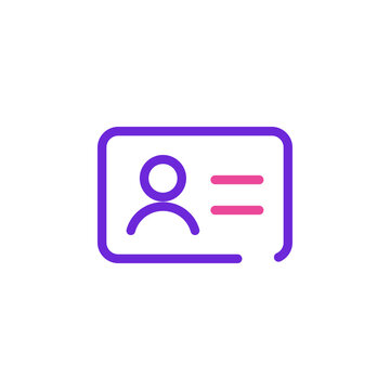 Profile card icon with duotone style symbol for user identification