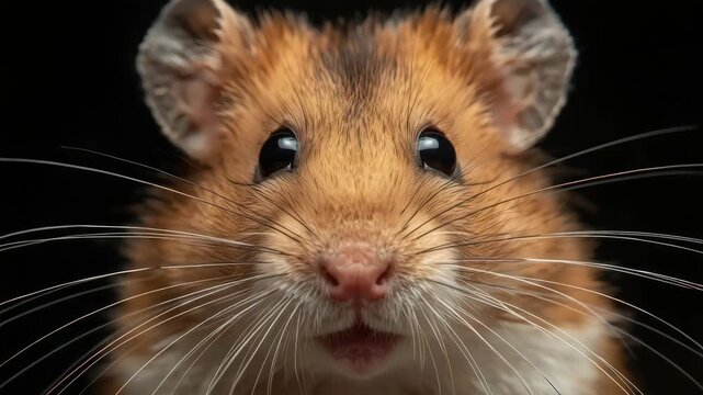 Hamster rodent close up portrait whisker brown fur curious glossy eyes soft bright expression