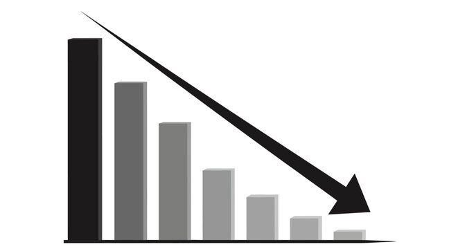 Financial Chart Showing Downward Trend with Arrow