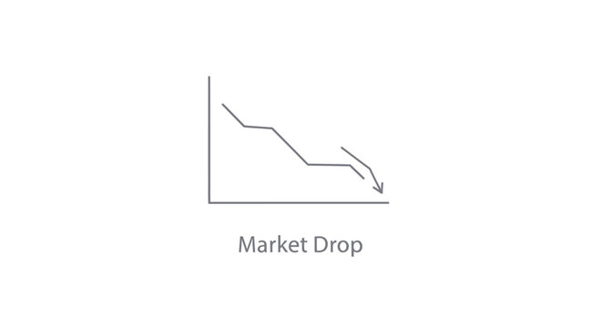 Financial market graph showing a downward trend and decline, symbolizing recession and crisis.