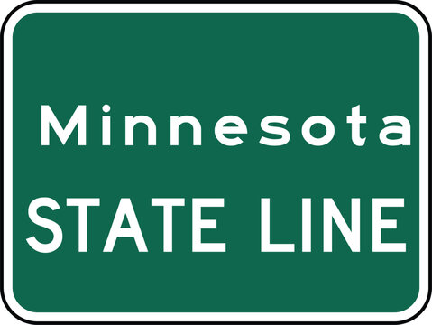 Minnesota State Line Green Road Sign MN Editable Vector Illustration