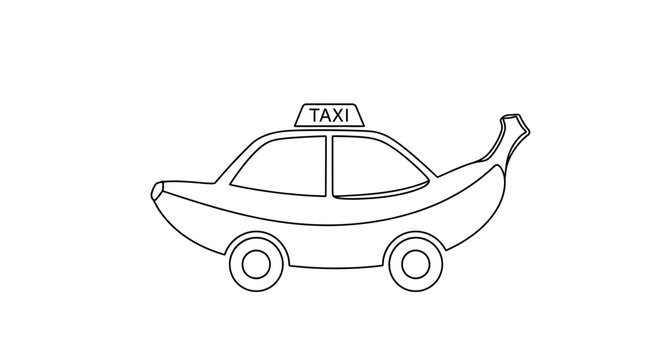 Funny Banana Taxi Car with Taxi Sign - Creative Transportation Concept