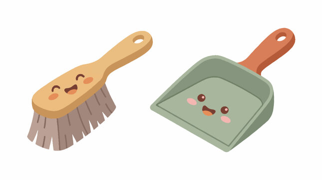 Cartoon brush and dustpan set.