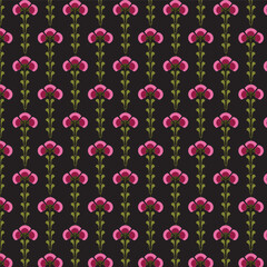 Seamless vector pattern with traditional Indian Mughal floral motifs on a dark navy blue background © Shubha