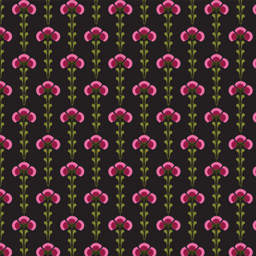 Seamless vector pattern with traditional Indian Mughal floral motifs on a dark navy blue background
