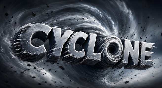 Dramatic 3D CYCLONE Text Effect with Storm and Wind Elements