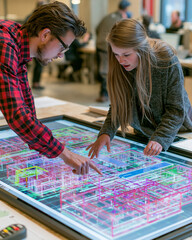 Fototapeta premium Creative Architecture Design Teamwork: Innovation and Collaboration in a Digital Workspace