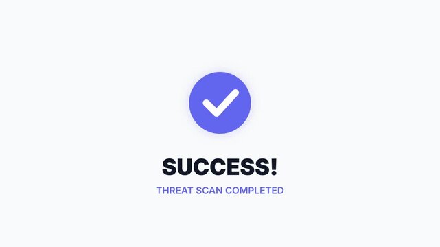 Security Audit Interface Animation with Risk Level Selection and Success Threat Scan Completed Message