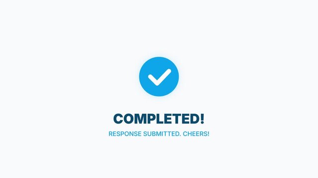 Employee Pulse Survey Completion Animation with Blue UI Elements and Success Icon