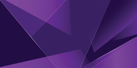 Fototapeta premium Luxury abstract deep purple background featuring futuristic geometric polygon shapes and sharp diagonal lines with glowing light accents. Premium modern design with vibrant violet gradients
