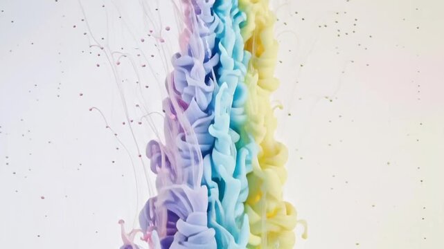 Colorful Ink Clouds Bursting in Water, Abstract Swirls of Paint, Vibrant Particles