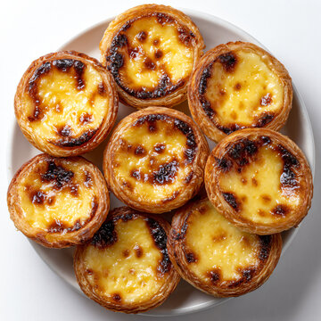 Plate of Traditional Portuguese Egg Tarts