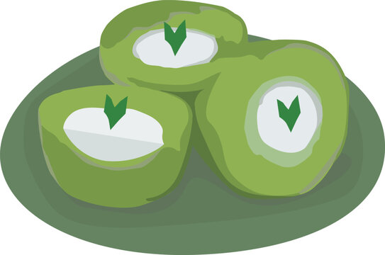 Indonesian Traditional Cake Talam Pandan Coconut Milk Steamed Cake