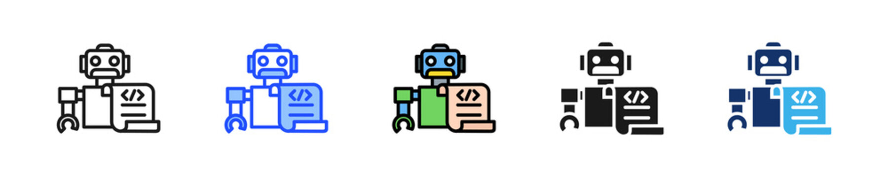Script Bot Icon Collection With Multiple Styles
