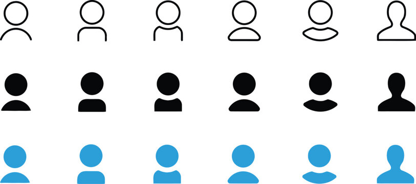 User profile icon set minimalist design three color variations