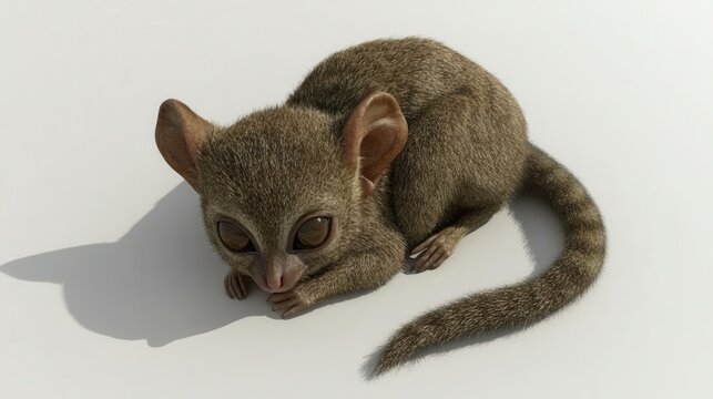 Bushbaby Showing Compact Body and Tail Isolated