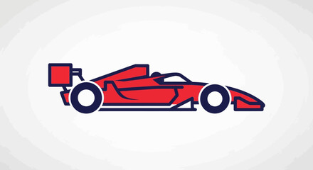 Naklejka premium Red Formula 1 Race Car Icon, Side View, Minimalist Design