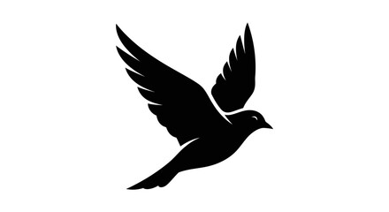 Fototapeta premium Silhouette of a bird flying against a white background, freedom concept