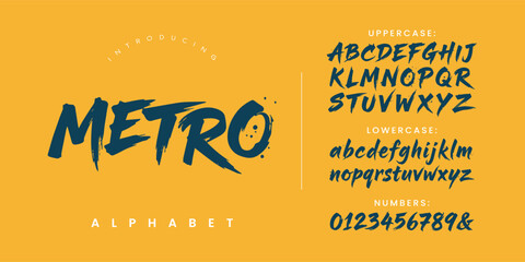 Metro grungy splatter brush font with artistic ink stains for underground street art and poster design © happy
