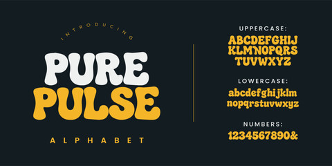 Pure Pulse playful bubbly retro font with bold rounded shapes for fun kids and groovy design © happy