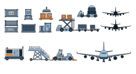 Obraz premium Airport cargo handling transportation logistics.