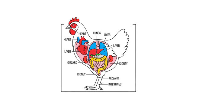 Chicken Anatomy Diagram: Internal Organs of a Domestic Fowl