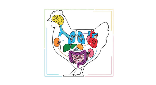 Chicken Anatomy Diagram: Internal Organs, Brain, Lungs, Heart, Kidneys, Intestines