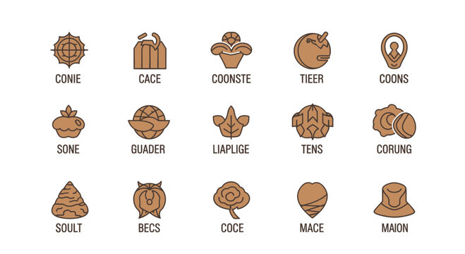 Variety of Different Brown Food Icons.