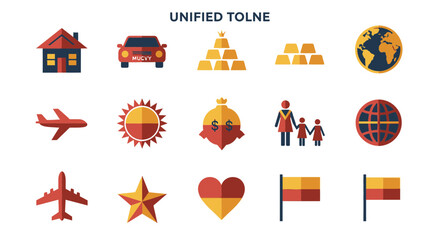 Fototapeta premium Spain tourism travel symbols icons set.