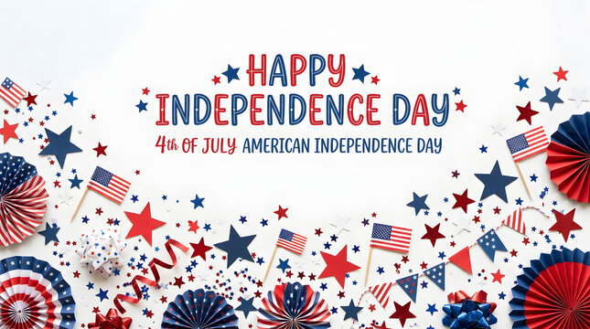 American Independence Day decoration with flags and stars