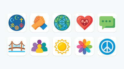 Fototapeta premium Peace love and harmony icons set.