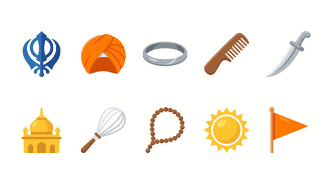 Sikh religious symbols and objects collection.