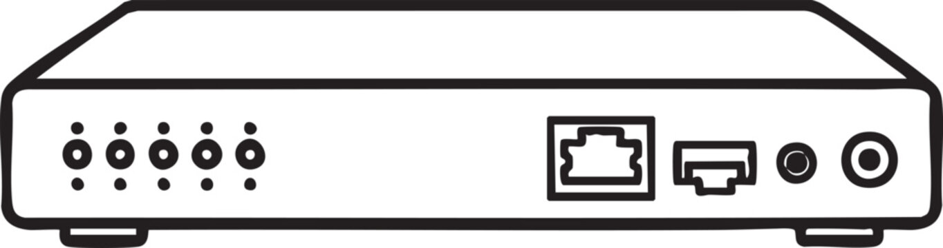 Network switch or router back panel icon with ethernet, connectivity