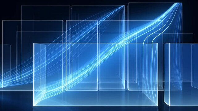 Abstract glowing curve dynamic line on dark background for visuals