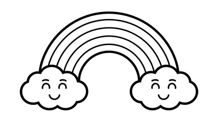 Two cartoon sheep standing together with fluffy wool and happy faces simple line art vector illustration Vector © Mafijul