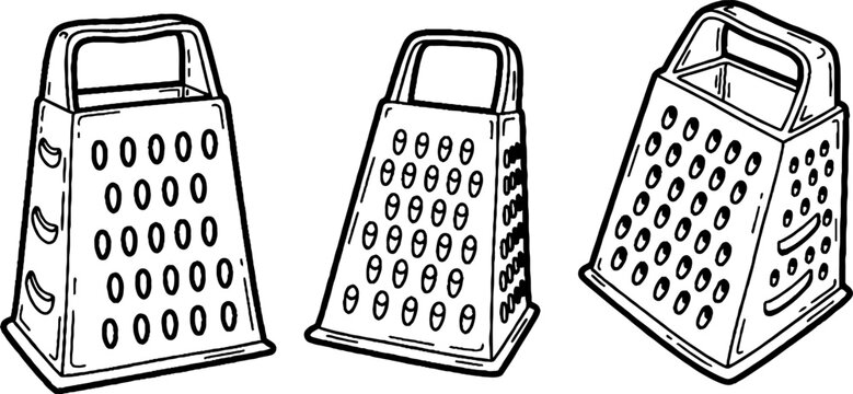 Kitchen metal cheese grater pattern on striped background