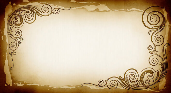 Ornate scrollwork border with faded paper texture scrollwork decoration background decorative ornamental