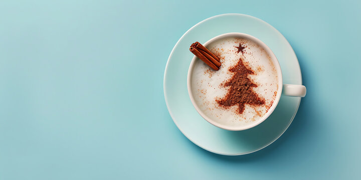 cappuccino with cinnamon stick isolated on transparent background
