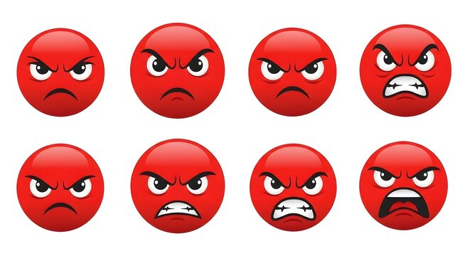 Collection of Angry Emoji Faces Showing Various Expressions.