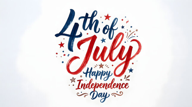 4th of July Happy Independence Day lettering