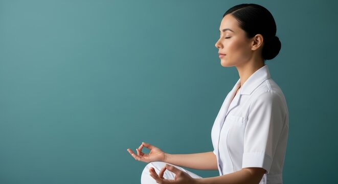 Woman Meditating in Lotus Position for Inner Peace.