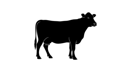 Fototapeta premium Silhouette of a Cow in Profile for Agriculture and Farming Themes.