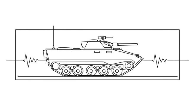 Armored Personnel Carrier with Sound Waves - Military Vehicle Illustration