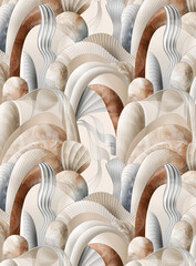 Obraz premium Elegant minimalist clothing pattern inspired by Scandinavian design, featuring abstract organic shapes, flowing lines, and soft geometric forms arranged in a balanced modern composition. 